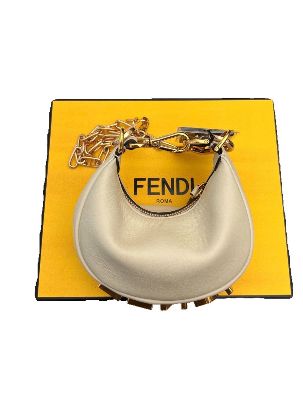 Fendi Vitello Grace Matte Nano Fendigraphy Hobo Charm Nuvola